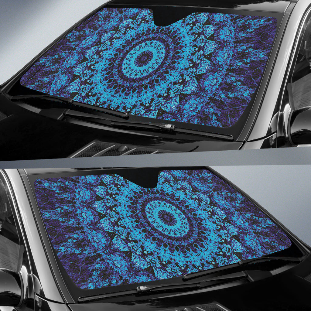 Blue Mandala Circle Car Auto Sun Shades