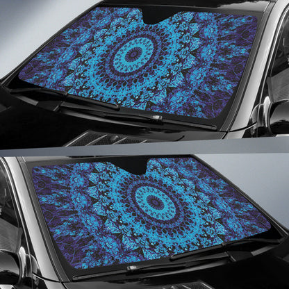 Blue Mandala Circle Car Auto Sun Shades