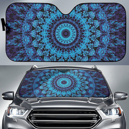 Blue Mandala Circle Car Auto Sun Shades
