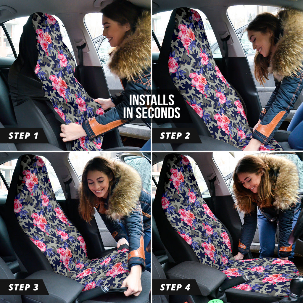 Pink Rose Camo Car Auto Seat Covers