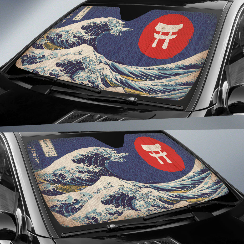 Japan Waves Art Gift Car Auto Sun Shades