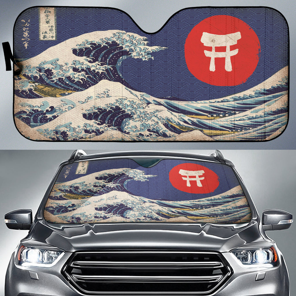 Japan Waves Art Gift Car Auto Sun Shades