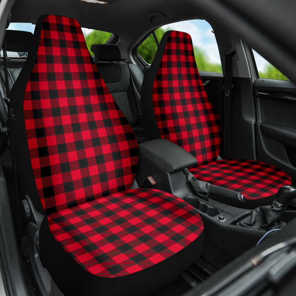 Red Plaid Pattern Car Seat Covers