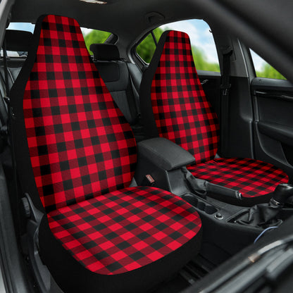 Red Plaid Pattern Car Seat Covers