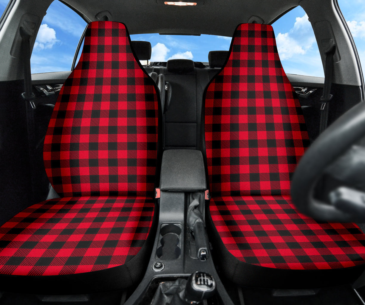Red Plaid Pattern Car Seat Covers