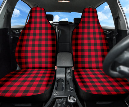 Red Plaid Pattern Car Seat Covers