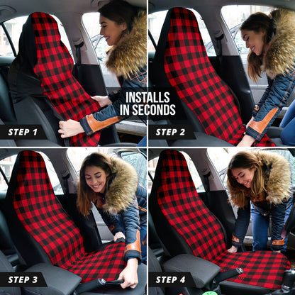 Red Plaid Pattern Car Seat Covers
