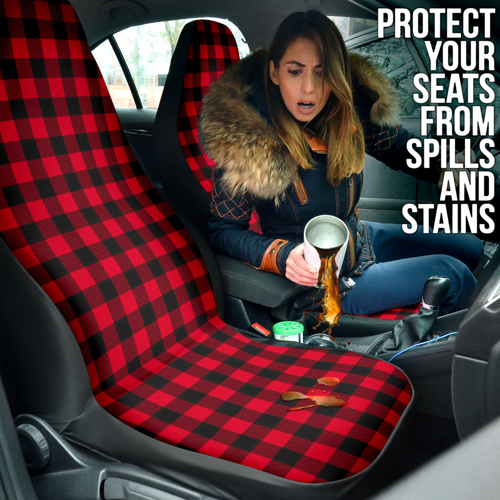 Red Plaid Pattern Car Seat Covers