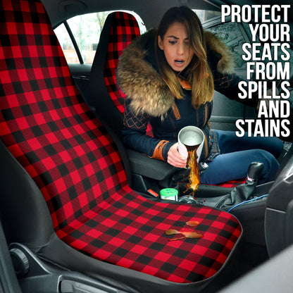 Red Plaid Pattern Car Seat Covers