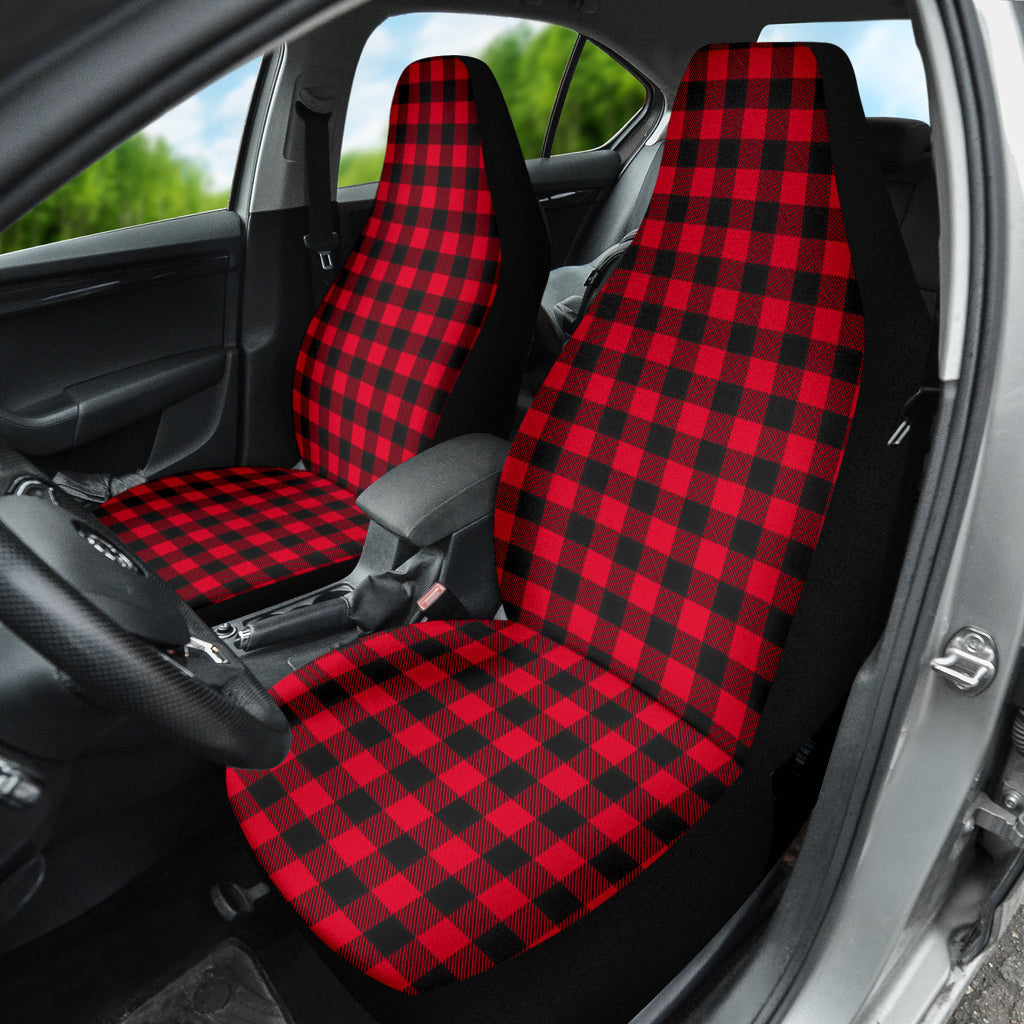 Red Plaid Pattern Car Seat Covers