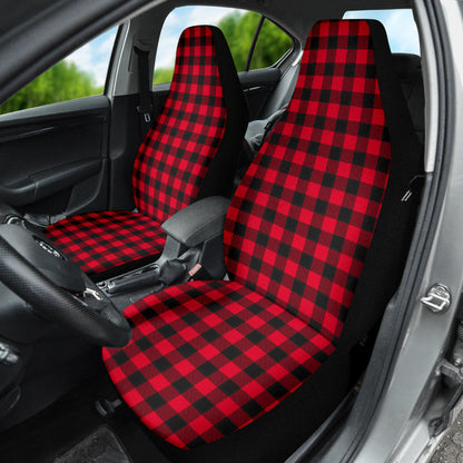 Red Plaid Pattern Car Seat Covers