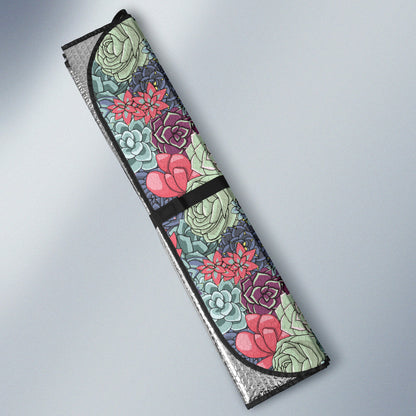 Succulent Watercolor Pattern Car Auto Sun Shades