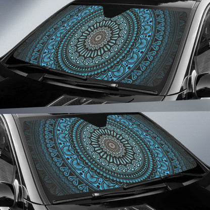 Cyan Mandala Circle Car Auto Sun Shades