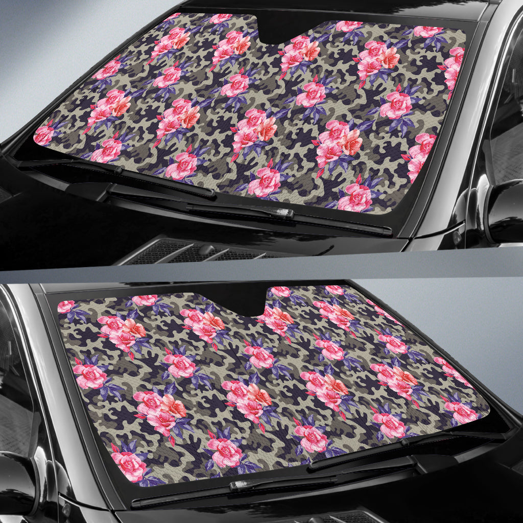 Pink Rose Camo Car Auto Sun Shades