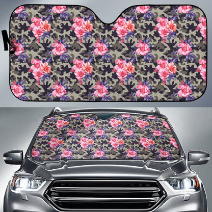 Pink Rose Camo Car Auto Sun Shades