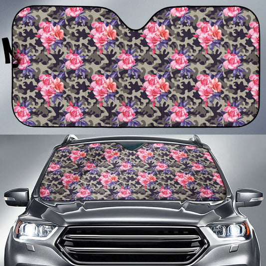 Pink Rose Camo Car Auto Sun Shades