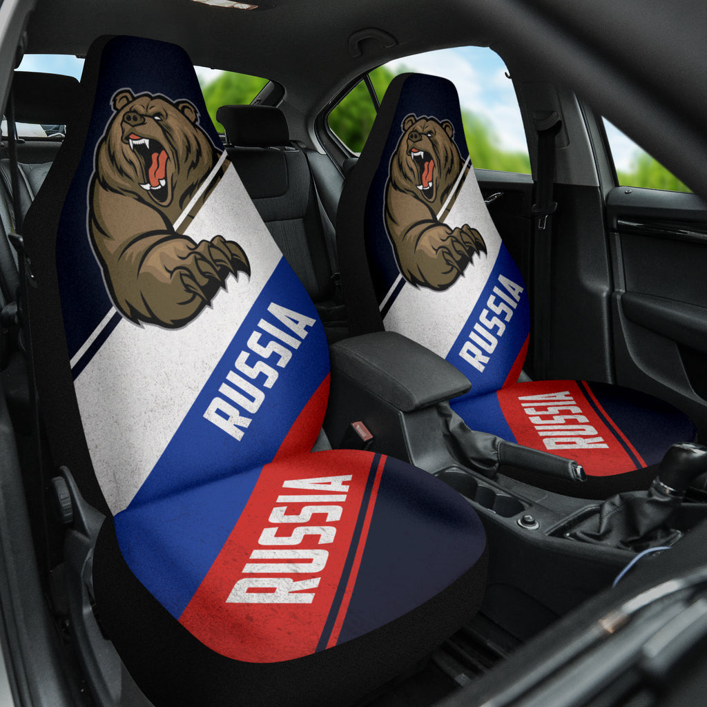 Russia Flag Fury Bear Amazing Decor Gift Idea Car Seat Covers