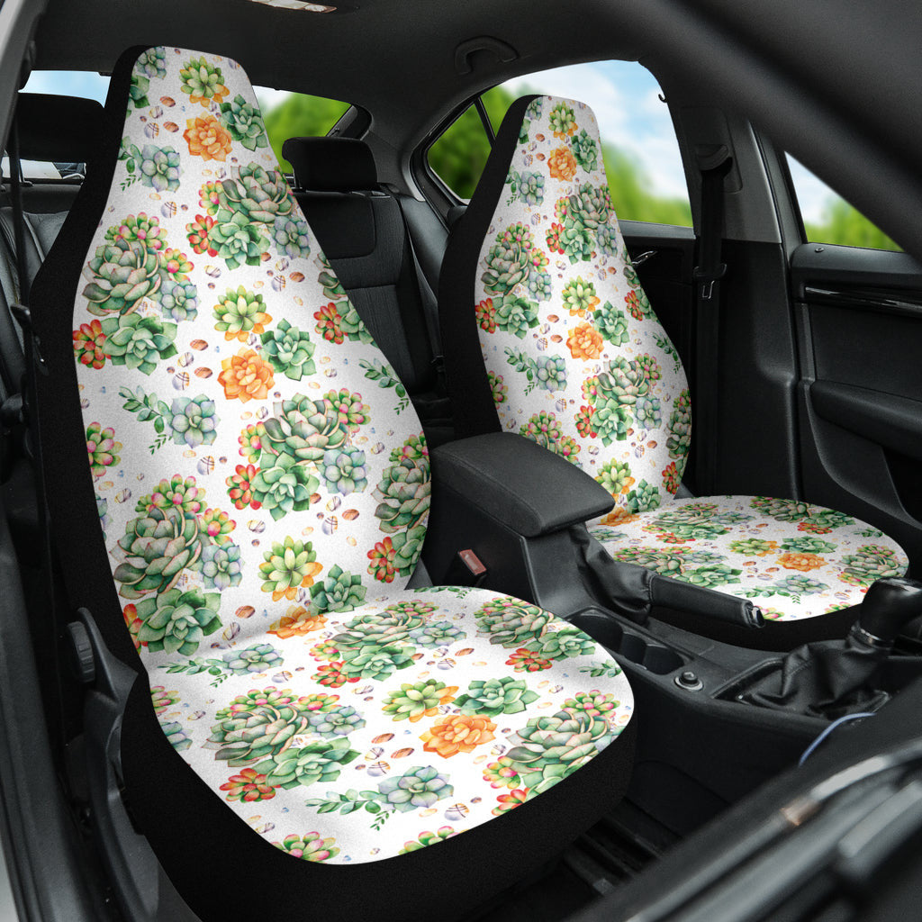 Succulent Natural Watercolor White Background Car Seat Covers
