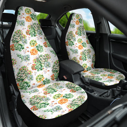 Succulent Natural Watercolor White Background Car Seat Covers