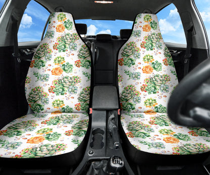 Succulent Natural Watercolor White Background Car Seat Covers