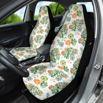 Succulent Natural Watercolor White Background Car Seat Covers