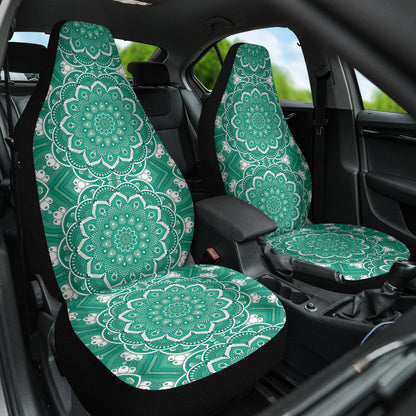 Green Mandala Circle Car Seat Covers