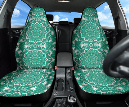 Green Mandala Circle Car Seat Covers