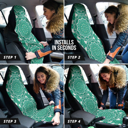 Green Mandala Circle Car Seat Covers