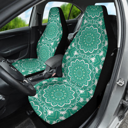 Green Mandala Circle Car Seat Covers