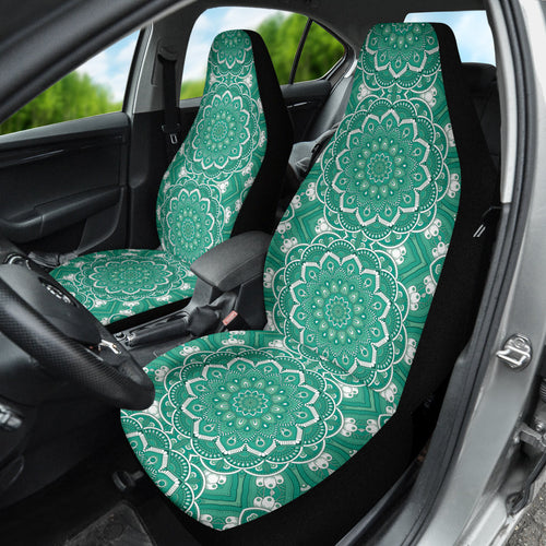 Green Mandala Circle Car Seat Covers