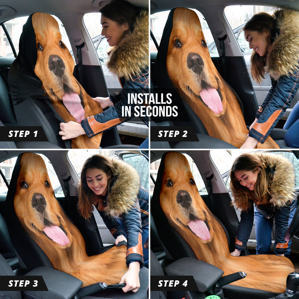 Golden Retriever Car Seat Covers Funny Dog Face