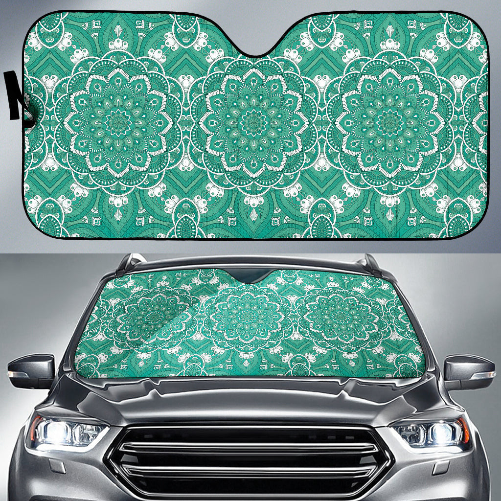 Green Mandala Circle Car Auto Sun Shades