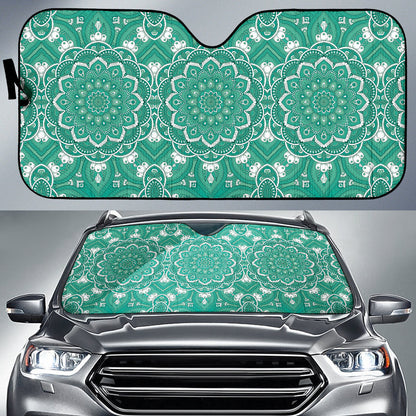 Green Mandala Circle Car Auto Sun Shades