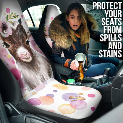 Goat Cute Floral Watercolor Car Seat Covers
