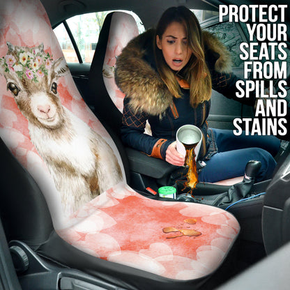 Goat Cute Pink Watercolor Car Seat Covers