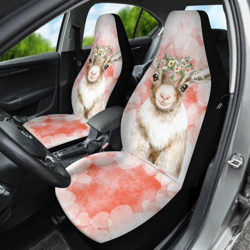 Goat Cute Pink Watercolor Car Seat Covers