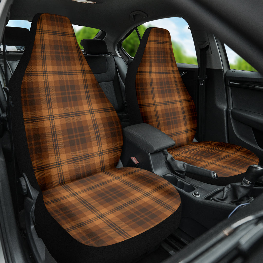 Orange Plaid Pattern Vintage Car Seat Covers