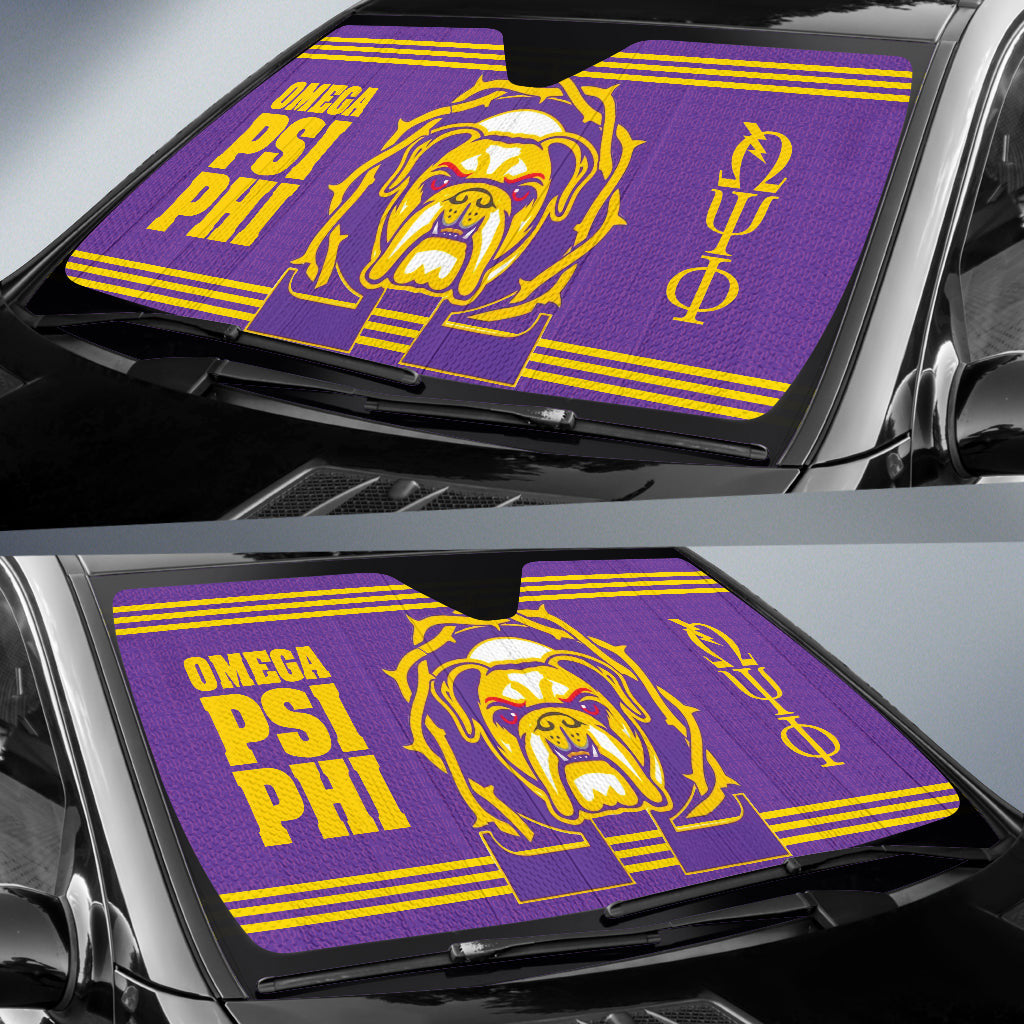 Omega Psi Phi BullDog Royal Purple Car Auto Sun Shades