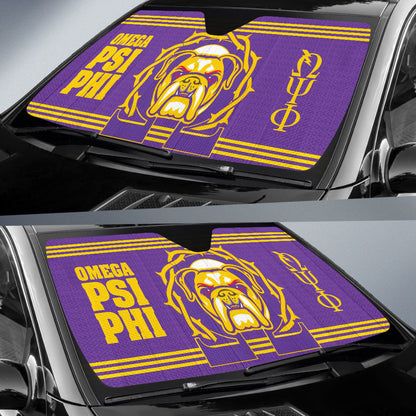 Omega Psi Phi BullDog Royal Purple Car Auto Sun Shades