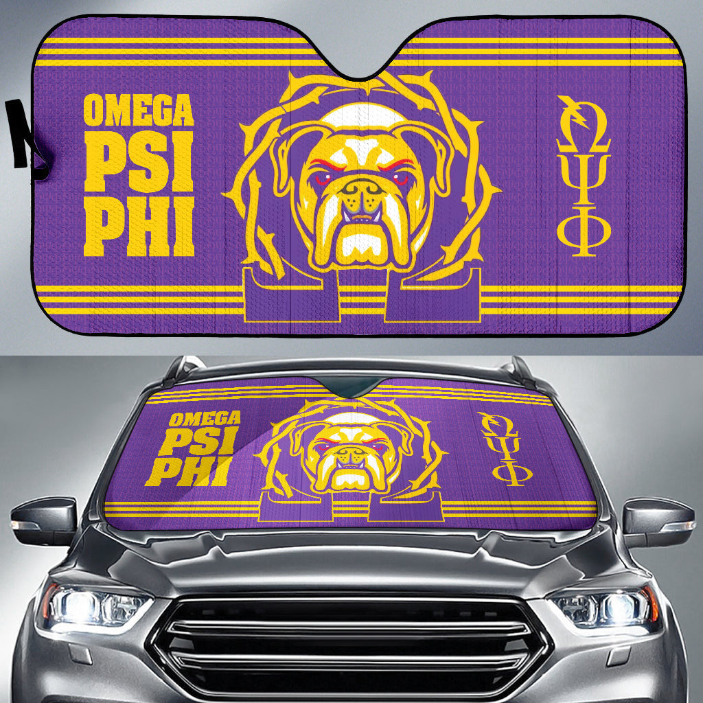 Omega Psi Phi BullDog Royal Purple Car Auto Sun Shades