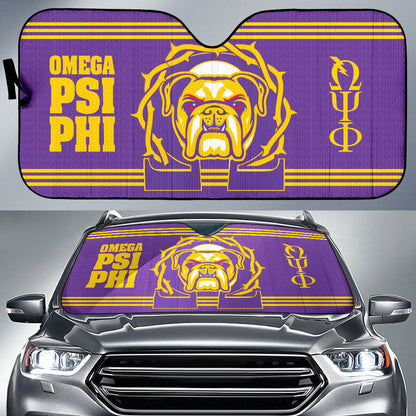 Omega Psi Phi BullDog Royal Purple Car Auto Sun Shades