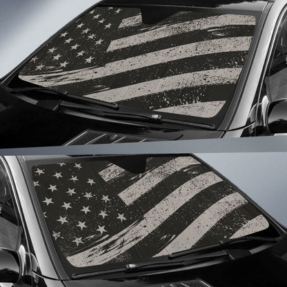 Black And White American Flag Car Auto Sun Shades