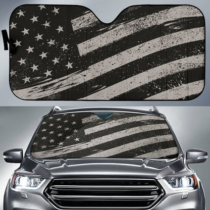 Black And White American Flag Car Auto Sun Shades