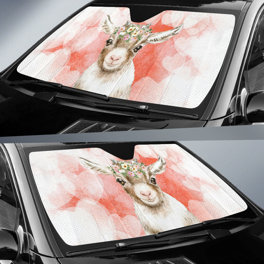 Goat Cute Pink Watercolor Car Auto Sun Shades