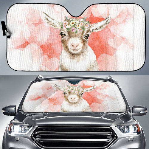 Goat Cute Pink Watercolor Car Auto Sun Shades