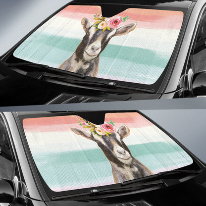 Goat Cute Colorful Watercolor Car Auto Sun Shades