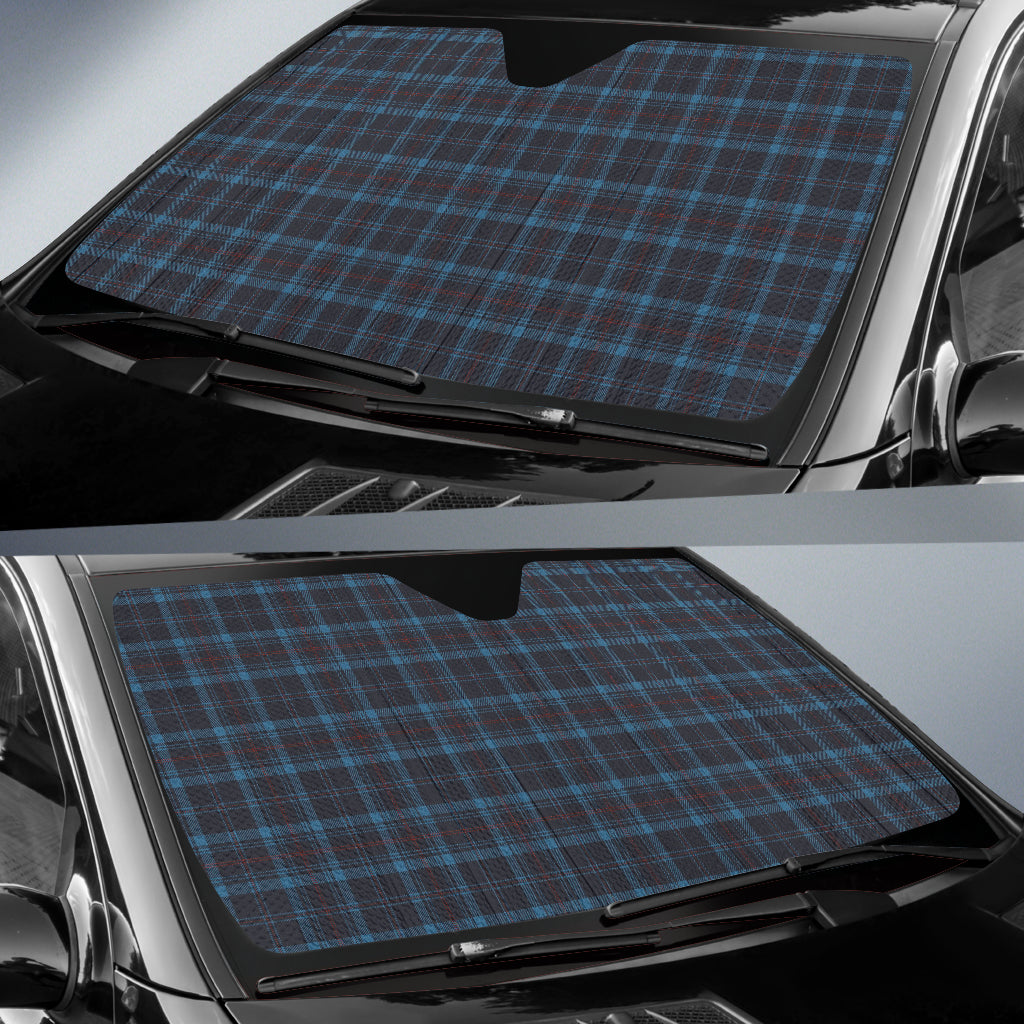 Dark Blue Plaid Pattern Car Auto Sun Shades