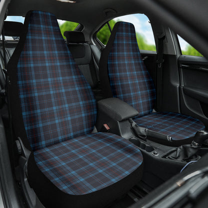 Dark Blue Plaid Pattern Car Seat Covers