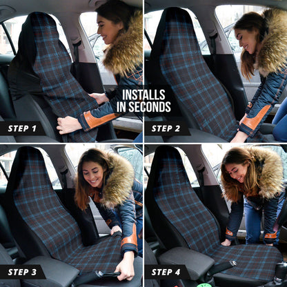 Dark Blue Plaid Pattern Car Seat Covers