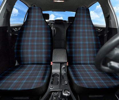 Dark Blue Plaid Pattern Car Seat Covers